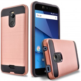 BLU R2 Case, 2-Piece Style Hybrid Shockproof Hard Case Cover Hybird Shockproof And Circlemalls Stylus Pen (Rose Gold)